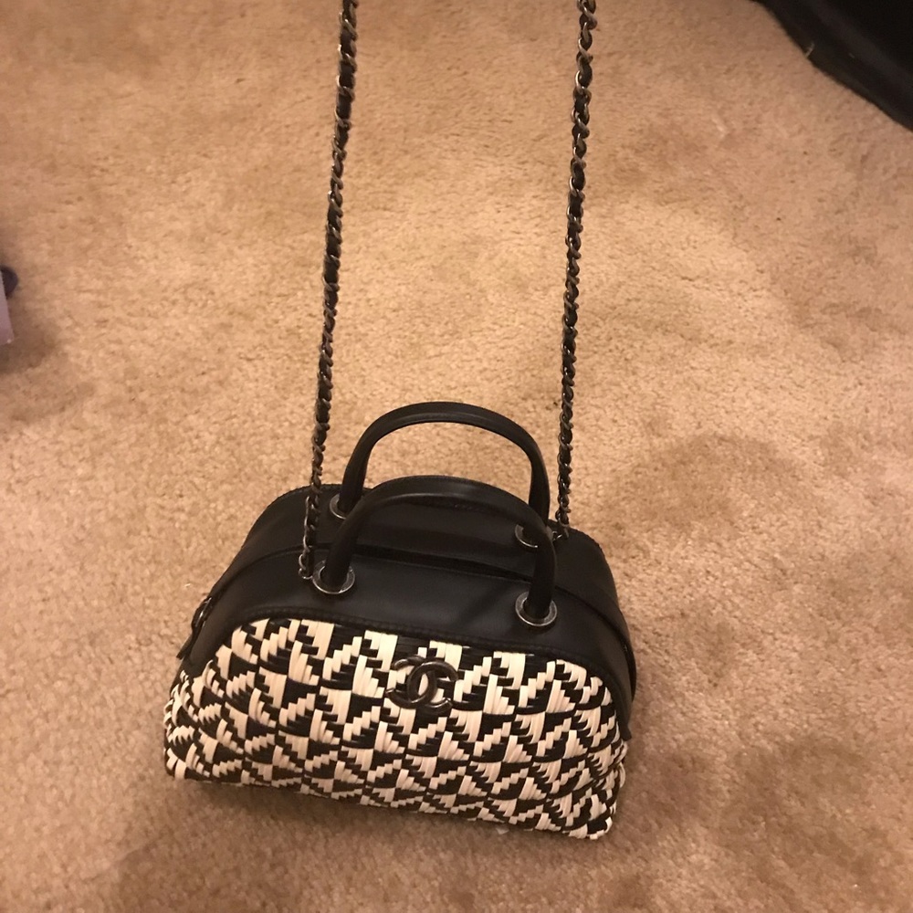 **SOLD** NWT CHANEL Calfskin Woven Bowling Bag - Picture 6 of 8